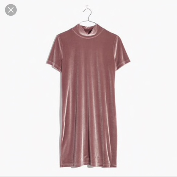 madewell crushed velvet mockneck dress